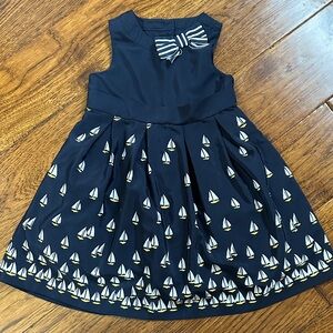 Navy Blue Sailboat Print Kids Dress